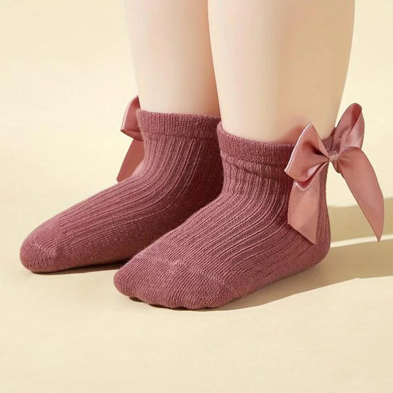 4Pair/lot New Large Bow Girls' Socks