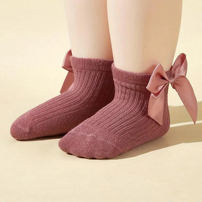 4Pair/lot New Large Bow Girls' Socks