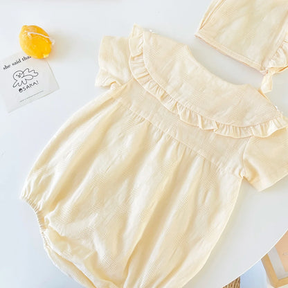 Sanlutoz Princess Floral Newborn Baby Girls Bodysuits Cotton Summer Short Sleeve Girls Clothing Cute with Hat